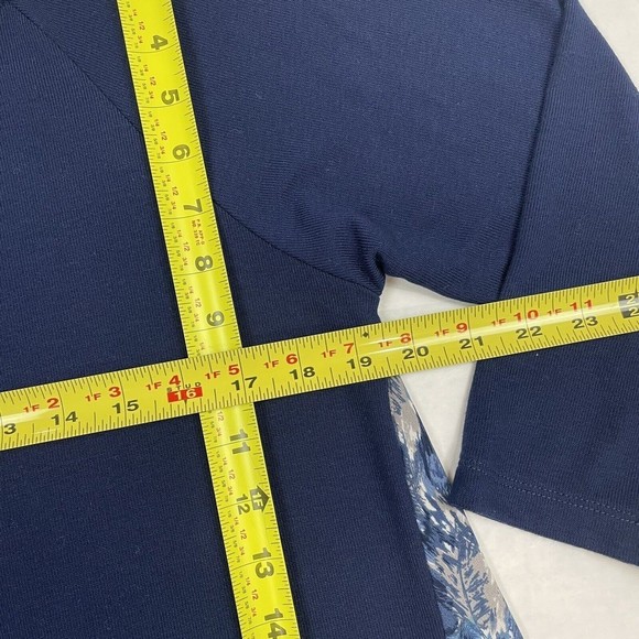 GILLI Oversized Top Women's Size Small 3/4 Sleeve Round Neck Blue Made in USA - Picture 8 of 9